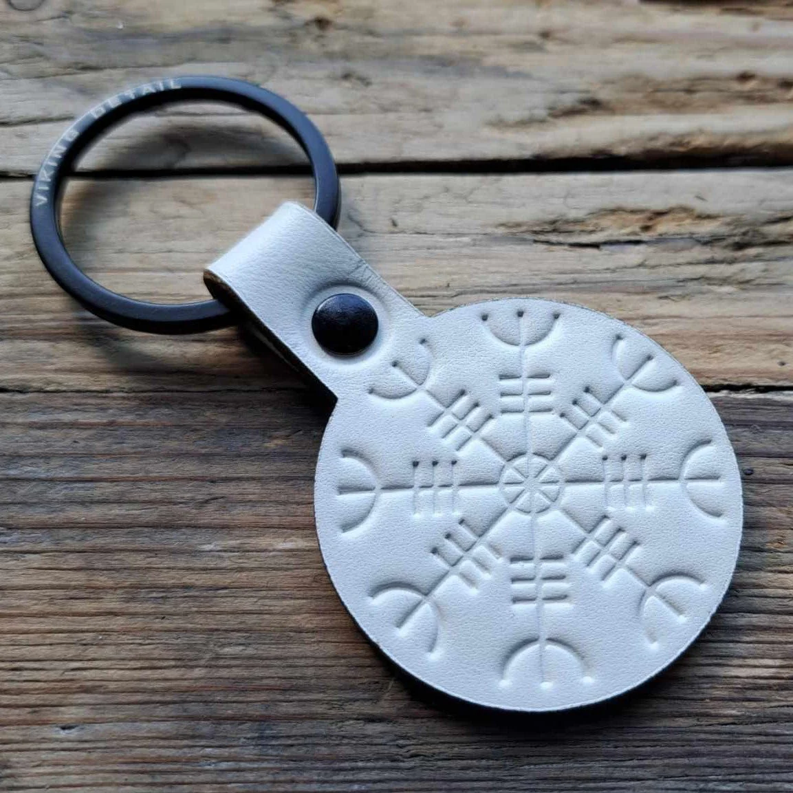 Leather Keyring | Viking Detail - White - Image 3